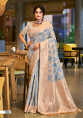 Prazu Fashion Sky Blue Cotton Silk Weaving Wedding Wear Saree - Distacart