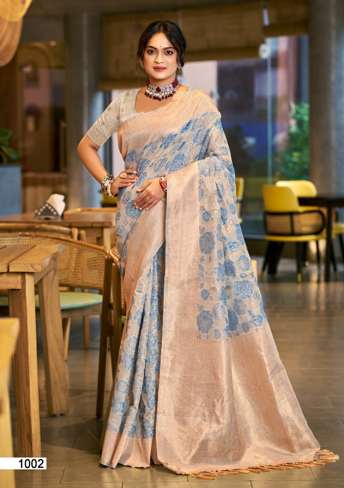 Prazu Fashion Sky Blue Cotton Silk Weaving Wedding Wear Saree - Distacart