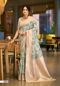 Prazu Fashion Green Cotton Silk Weaving Wedding Wear Saree