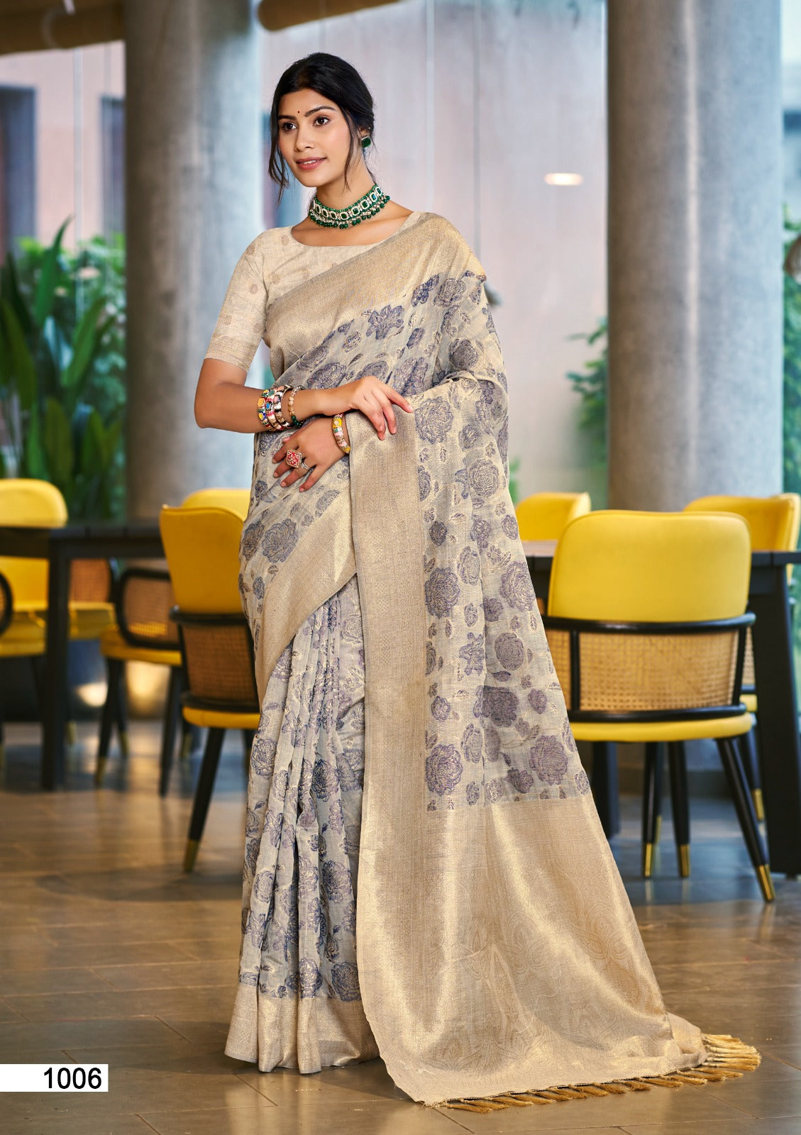 Prazu Fashion Light Grey Cotton Silk Weaving Wedding Wear Saree - Distacart
