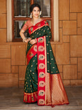 Sangam Prints Dark Green  Silk Woven Work Traditional Saree - Distacart