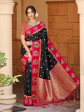 Sangam Prints Black Silk Woven Work Traditional Saree - Distacart
