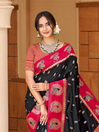 Sangam Prints Black Silk Woven Work Traditional Saree - Distacart