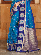 Sangam Prints Blue Silk Woven Work Traditional Saree - Distacart