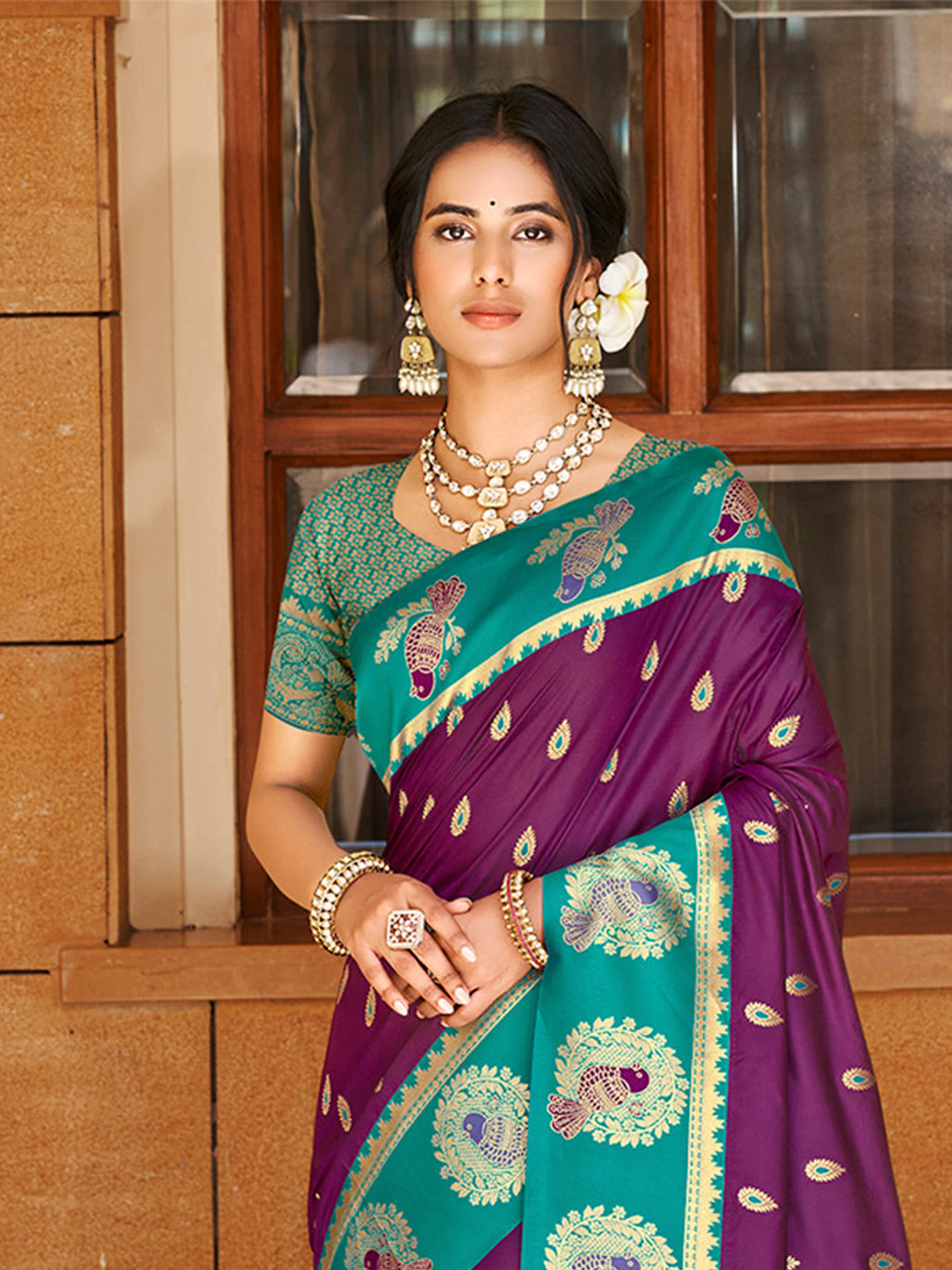 Sangam Prints Wine  Silk Woven Work Traditional Saree - Distacart