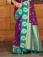 Sangam Prints Wine  Silk Woven Work Traditional Saree - Distacart