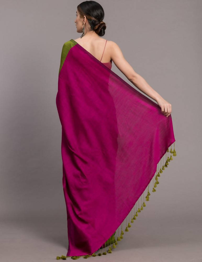 Suta Green Pink Colourblocked Saree - Distacart
