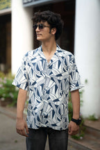 Fabmade Men’S Abstract Print Cuban Collar Shirt