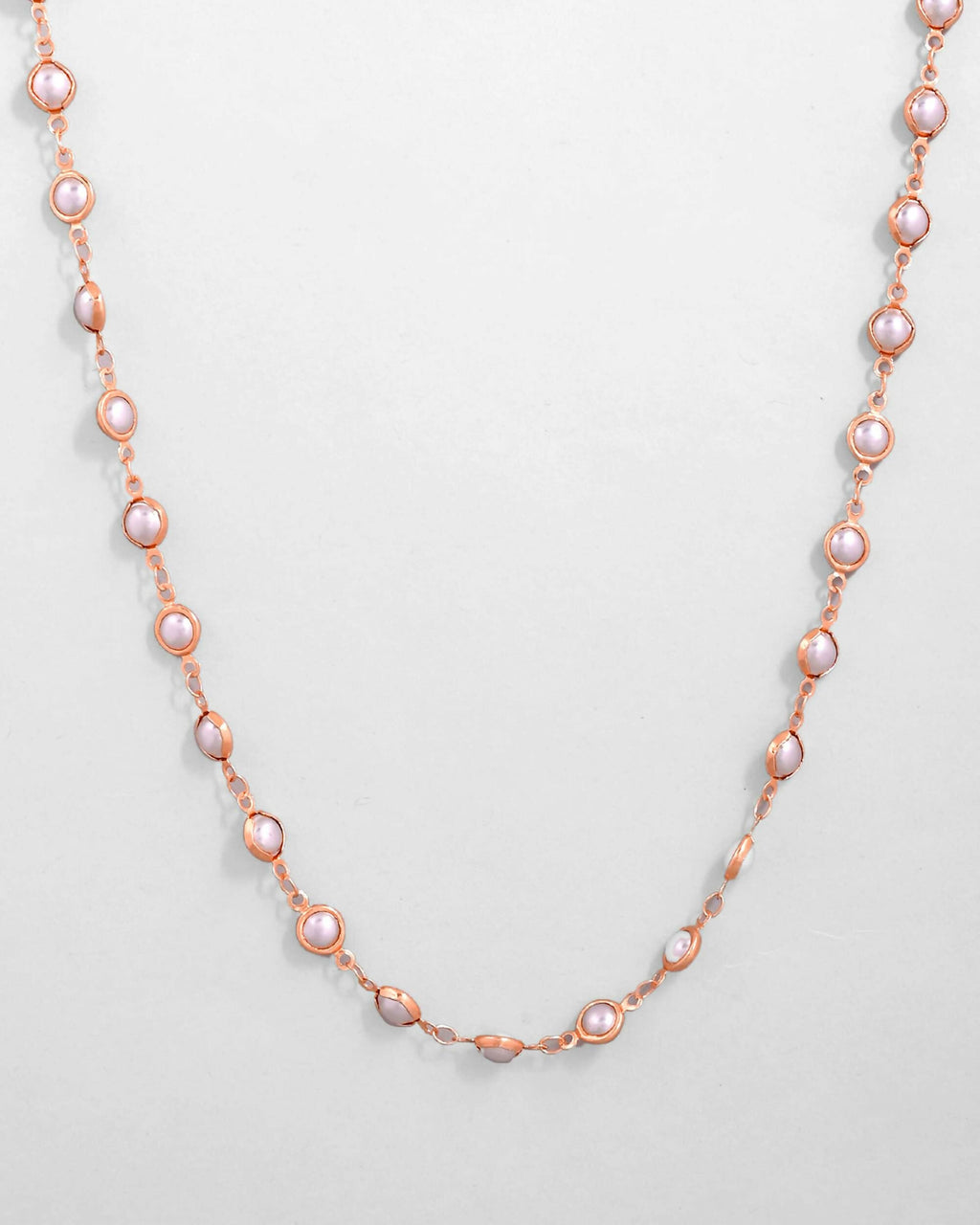 VOJ Gold-Polished Chain For Women With White Pearls