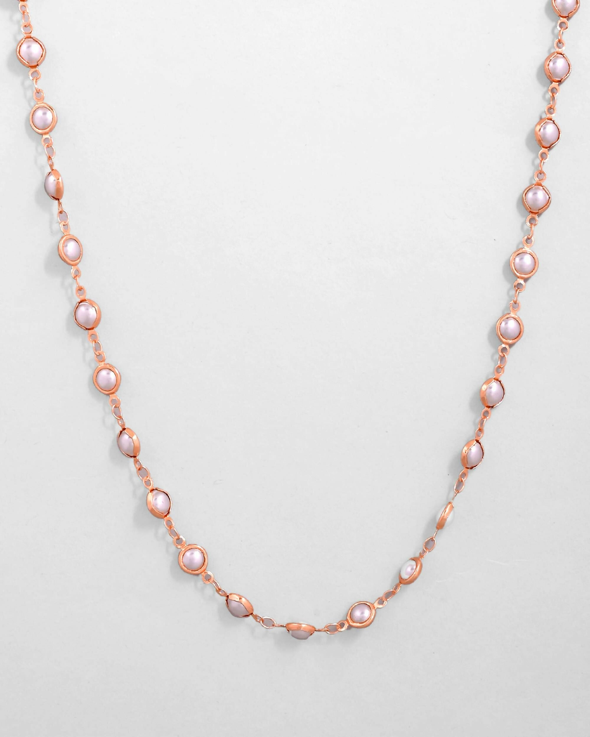 VOJ Gold-Polished Chain For Women With White Pearls