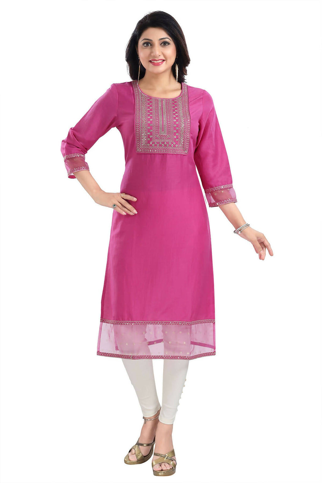 Snehal Creations Wonderful Art Silk Designer Long Kurti Tunic With Zari Embroidery - Distacart