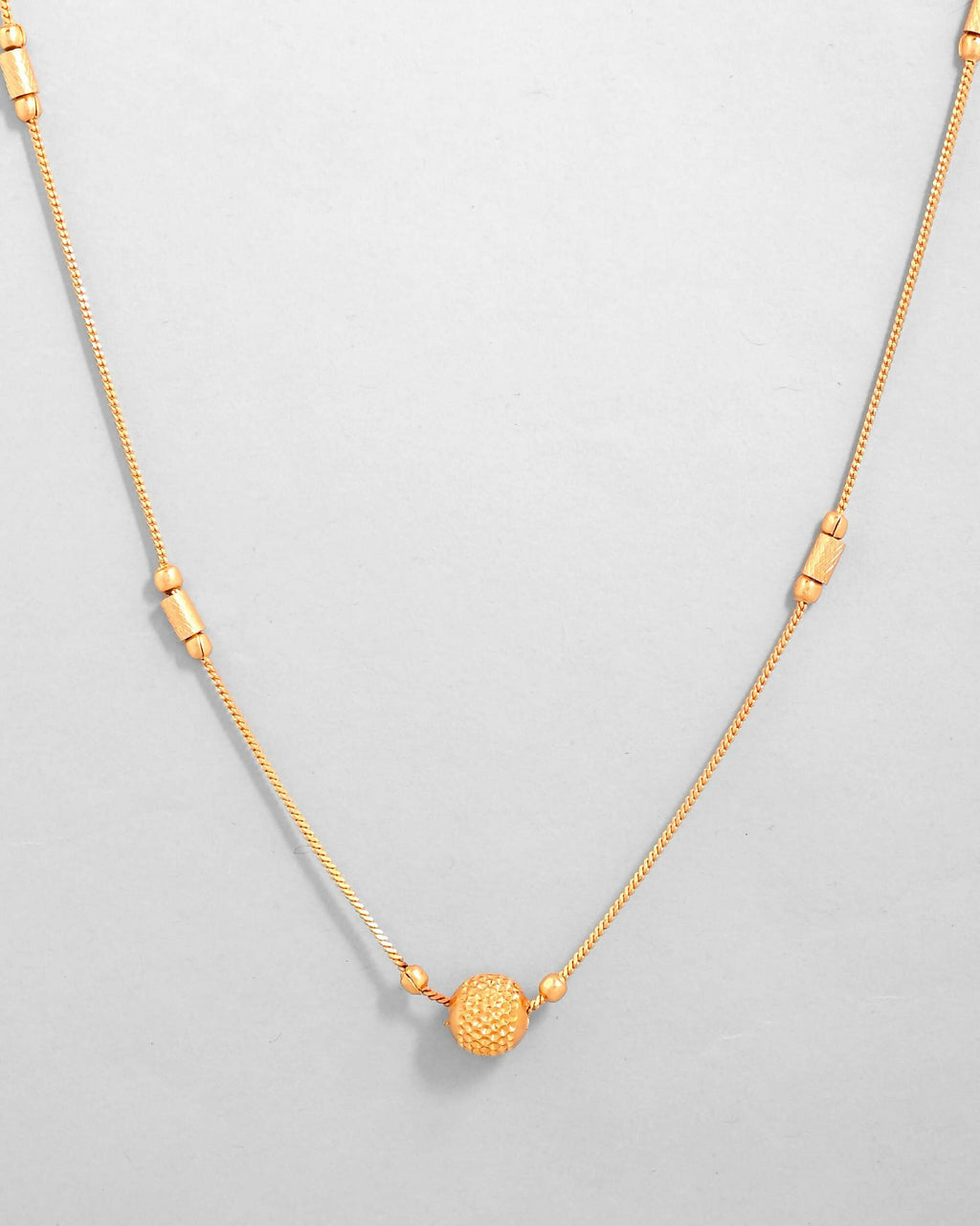 VOJ Gold-Polished Designer Piped Chain WithBig Gold Bead.