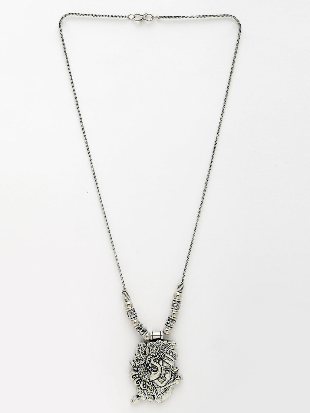NVR Women's Silver-Toned Krishna Pendant with Chain
