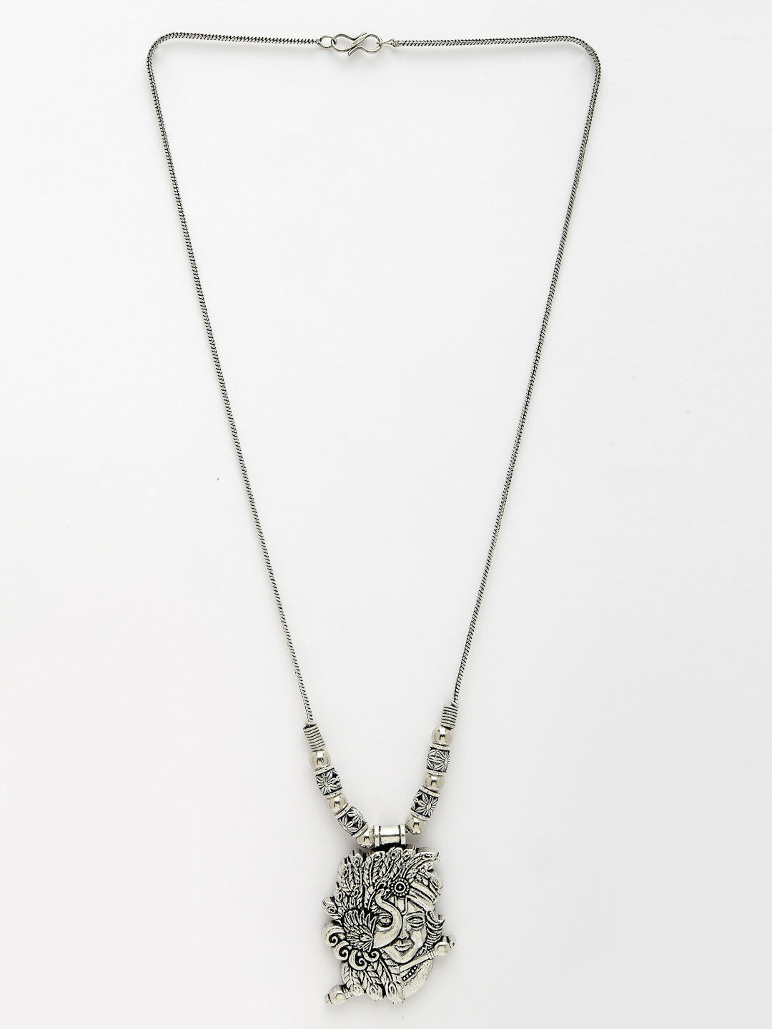 NVR Women's Silver-Toned Krishna Pendant with Chain