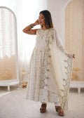 Teeya Creation White Color Roman Silk Embroidery Work Party Wear Gown - Distacart