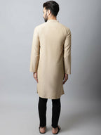 Even Apparels Beige Color Pure Cotton Men's Kurta With Band Collar (SLD1196) - Distacart