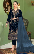 Anaita Navy Blue Velvet Suit with Embroidery Sequence Work - Distacart