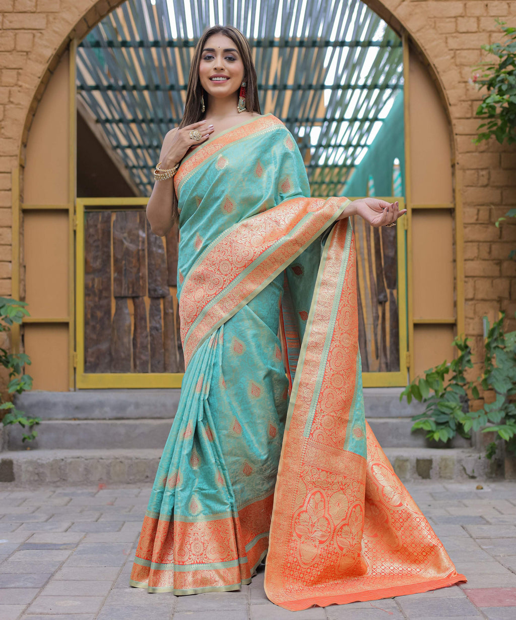 Vamsee Madhavi Sea Green Soft Silk Saree