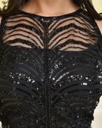 Amodini Designer Studio Black Sequined Pearl Sleeveless Padded Blouse
