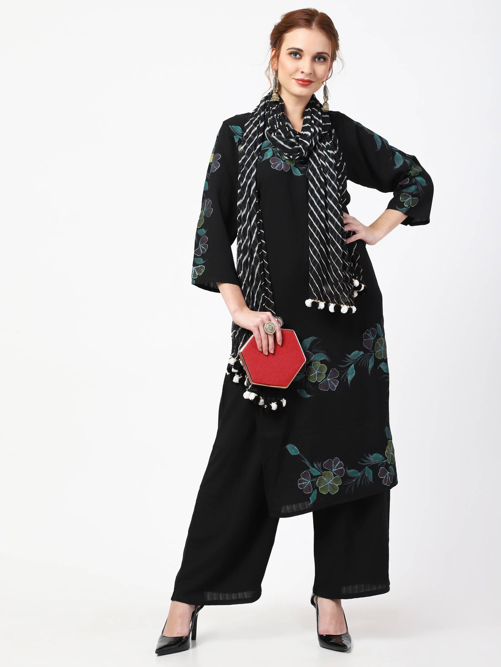 Cheera Kurta Palazzo With Leheria Dupatta Set (CH114KPD)
