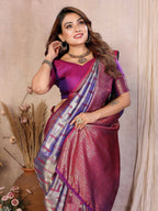 Aastha Fashion Purple Tissue Silk Paithani Woven Saree - Distacart