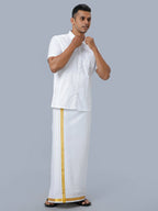 Ramraj Cotton Mens Half Sleeve Formal Poly Cotton White Shirt