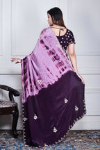 Morchari Wine Crepe Hand Embroidery Saree And Stitched Blouse - Distacart