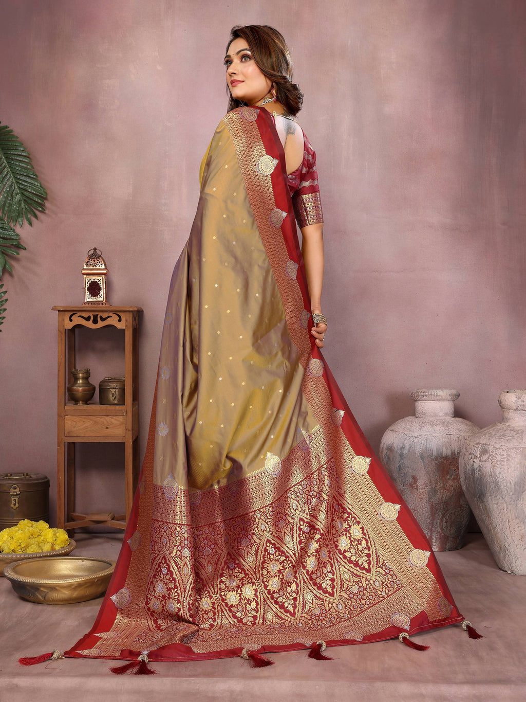 Aastha Fashion Light Brown Silk Sarees Weaving Saree - Distacart
