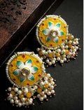 Joban Fashion Women Yellow Meenakari Flower Print Ethnic Trendy Stud Earring - Distacart