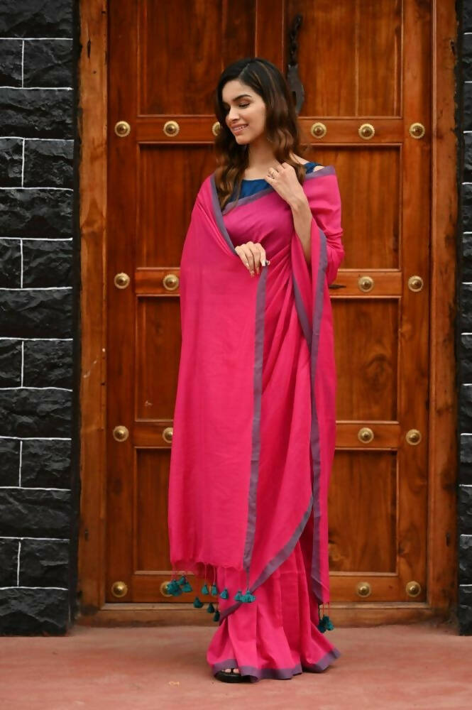 Very Much Indian Saadgi Pure Cotton Handloom Sarees With Intricate Borders - Distacart