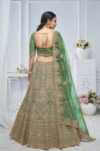 Kesar Fab Green Net Embroidered Lehenga