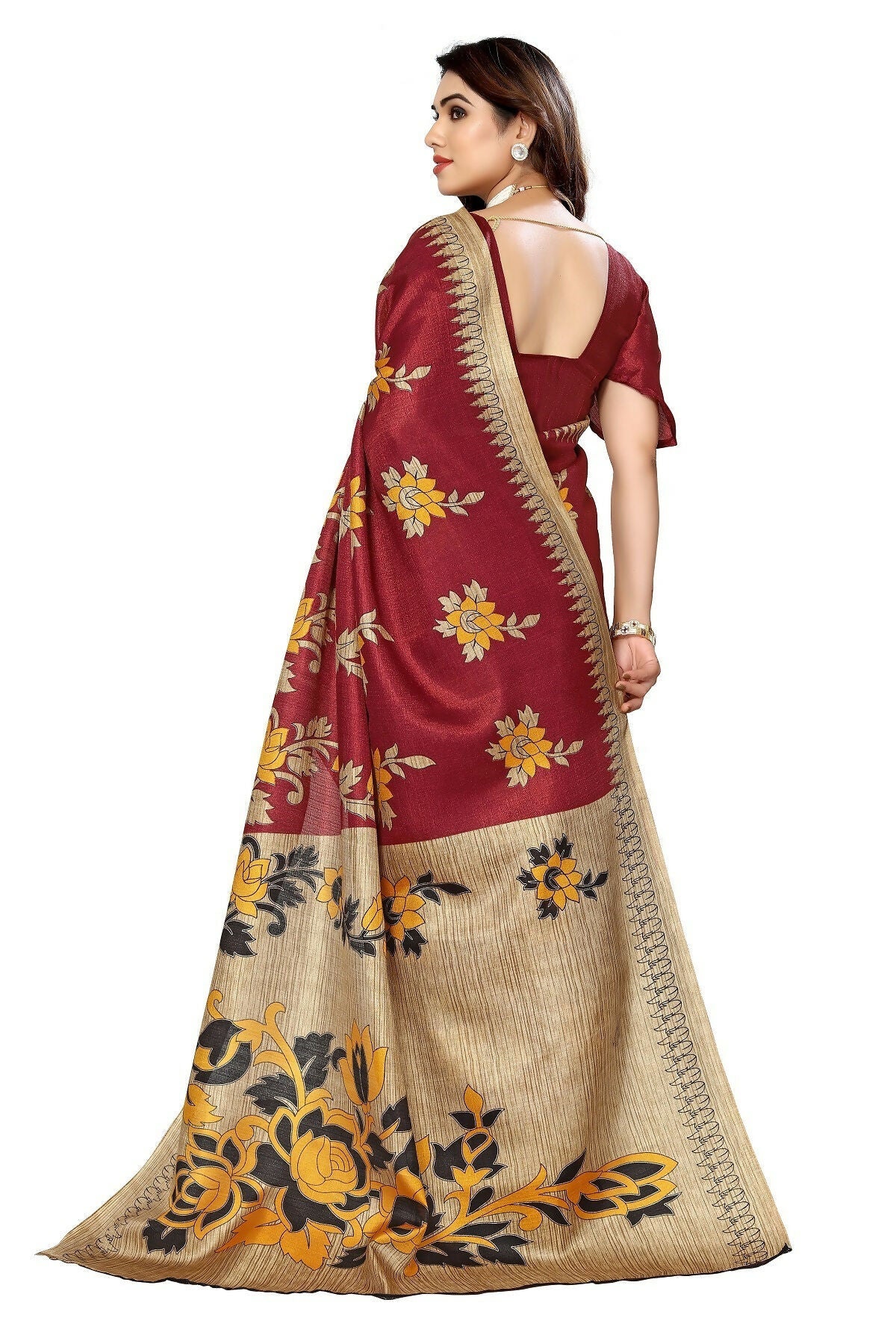 Vamika maroon Printed Art Silk Saree