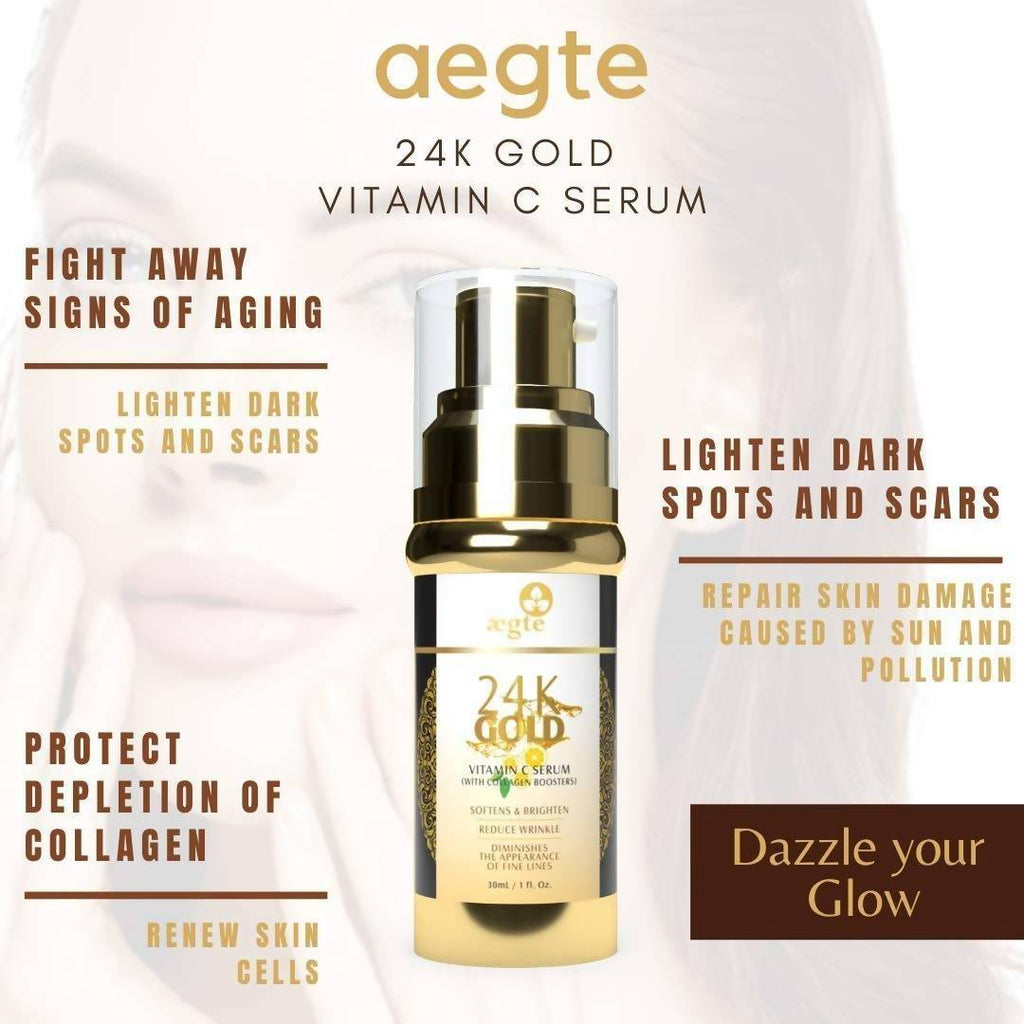 Aegte 24K Gold Vitamin C Serum (With Collagen Booster)