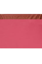 Joban Fashion Rouge Pink Crepe Chiffon Pure Handloom Banarasi Silk Saree