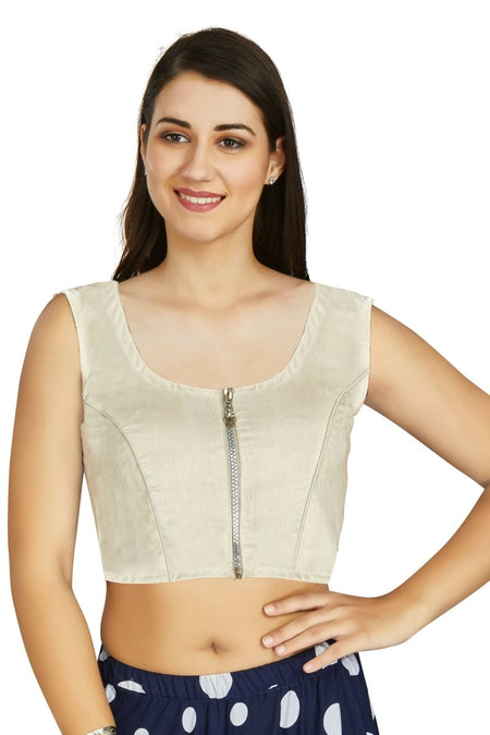 Aastha Fashion Women's Off White Art Silk Designer Traditional Readymade Blouse