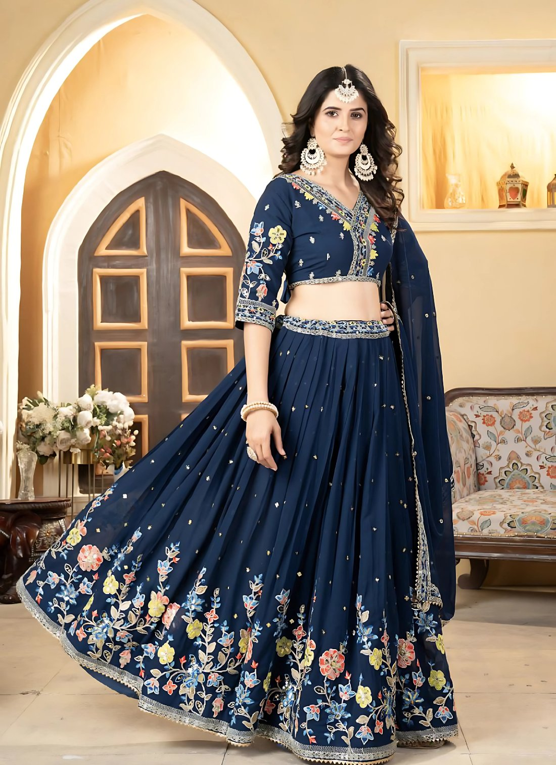Lehenga Mart Designer Wedding Lehenga Choli For Women - Blue