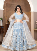 Lehenga Mart Designer Wedding Lehenga Choli For Women - Sky Blue