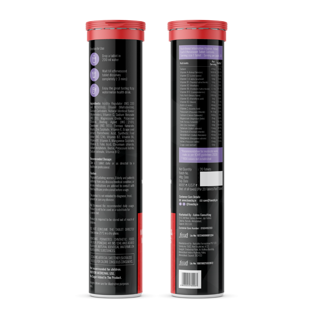 BOOSTIQ Multivitamin EEffervescent Tablets - Watermelon Flavour