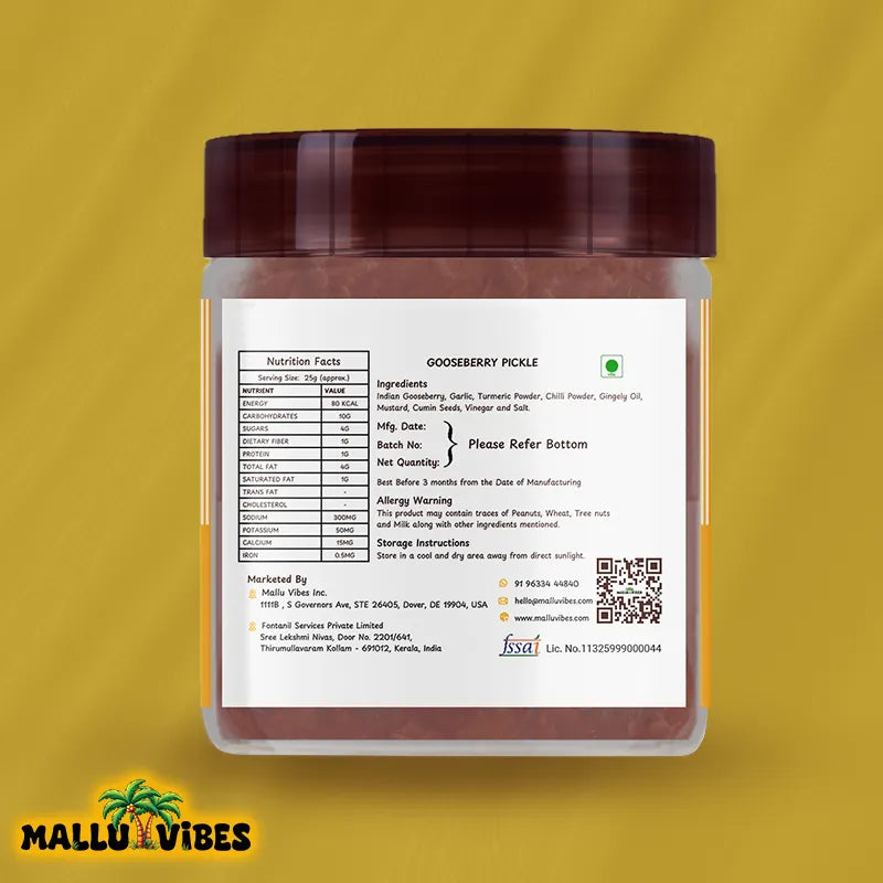 Mallu Vibes Home Made Gooseberry Pickle - Distacart