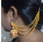 Jewel City Antique Gold Temple Jhumka Earrings - Traditional South Indian Wedding Jewelry Set with Ear Chain - Distacart