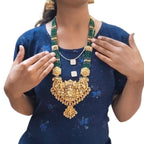 Jewel City Handcrafted Gold-Plated Traditional Indian Temple Necklace Set , Pendant & Jhumka Earrings – Ethnic Jewelry Set