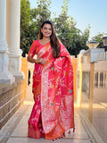 Vedant Vastram Soft Litchi Silk Banarasi Silk Jacquard Saree - Gajri