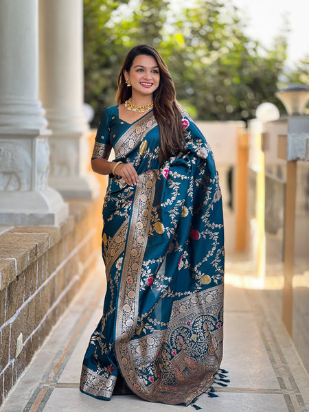 Vedant Vastram Soft Litchi Silk Banarasi Silk Jacquard Saree - Morpich