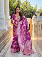 Vedant Vastram Soft Litchi Silk Banarasi Silk Jacquard Saree - Purple
