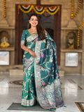 Vedant Vastram Soft Litchi Silk Banarasi Silk Jacquard Saree - Rama