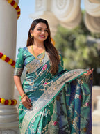 Vedant Vastram Soft Litchi Silk Banarasi Silk Jacquard Saree - Rama