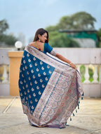 Vedant Vastram Soft Litchi Silk Banarasi Silk Jacquard Saree - Morpich