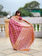 Vedant Vastram Soft Litchi Silk Banarasi Silk Jacquard Saree - Purple
