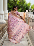 Vedant Vastram Soft Litchi Silk Banarasi Silk Jacquard Saree - Lavender