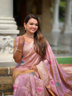 Vedant Vastram Soft Litchi Silk Banarasi Silk Jacquard Saree - Lavender